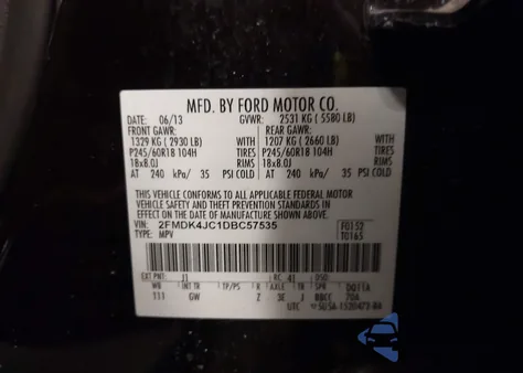 2013 Ford Edge Sel z USA, uszkodzony, nr VIN 2FMDK4JC1DBC57535